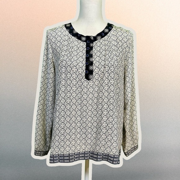 Sea New York White & Black 100% Silk Button-Up Geometric Print Tunic Size 4 - Picture 1 of 12
